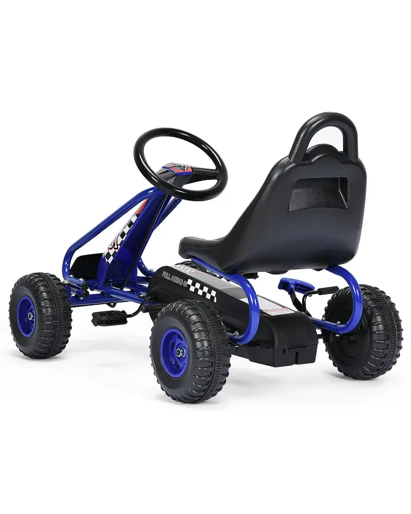 4 Wheel Pedal Powered Ride On with Adjustable Seat-Blue - Blue - Push & Pedal Ride On Toys