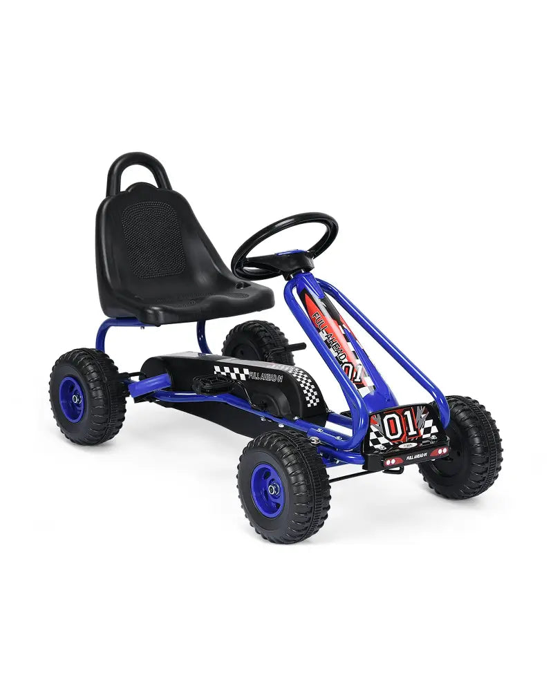 4 Wheel Pedal Powered Ride On with Adjustable Seat-Blue - Blue - Push & Pedal Ride On Toys