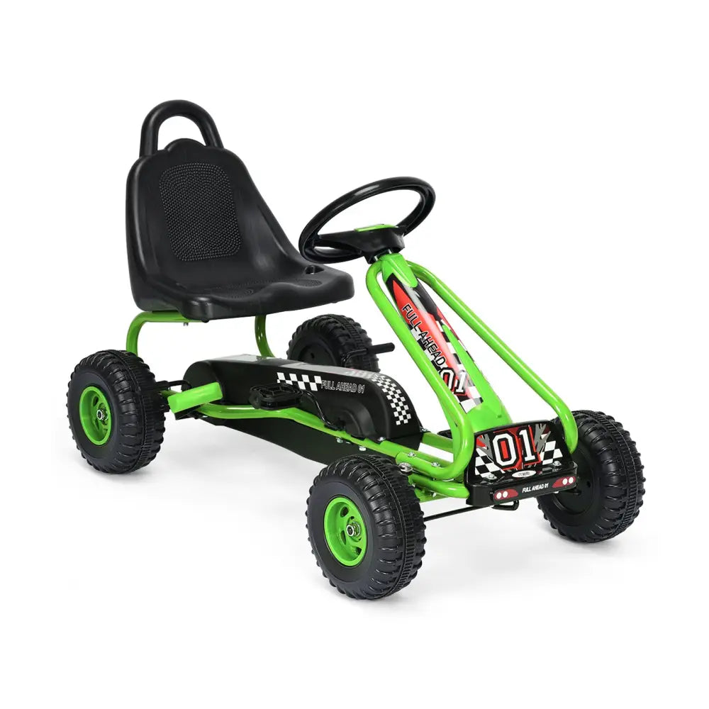 4 Wheel Pedal Powered Ride On with Adjustable Seat-Green - Green - Push & Pedal Ride On Toys
