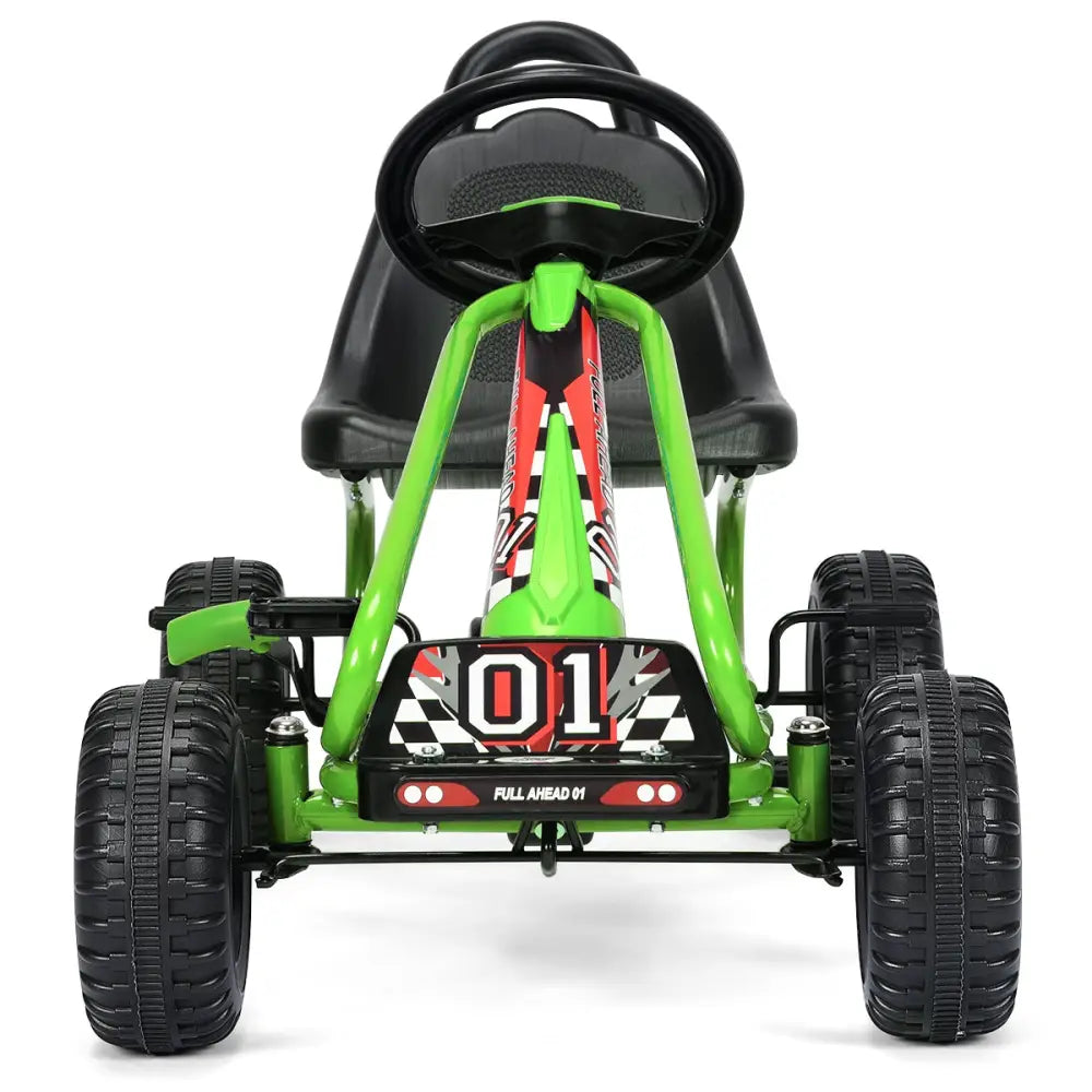 4 Wheel Pedal Powered Ride On with Adjustable Seat-Green - Green - Push & Pedal Ride On Toys