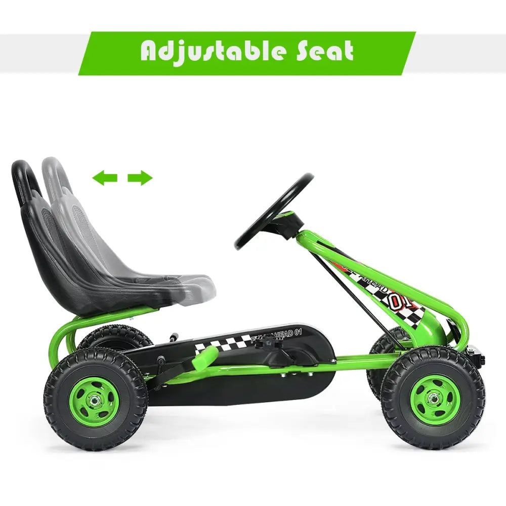 4 Wheel Pedal Powered Ride On with Adjustable Seat-Green - Green - Push & Pedal Ride On Toys