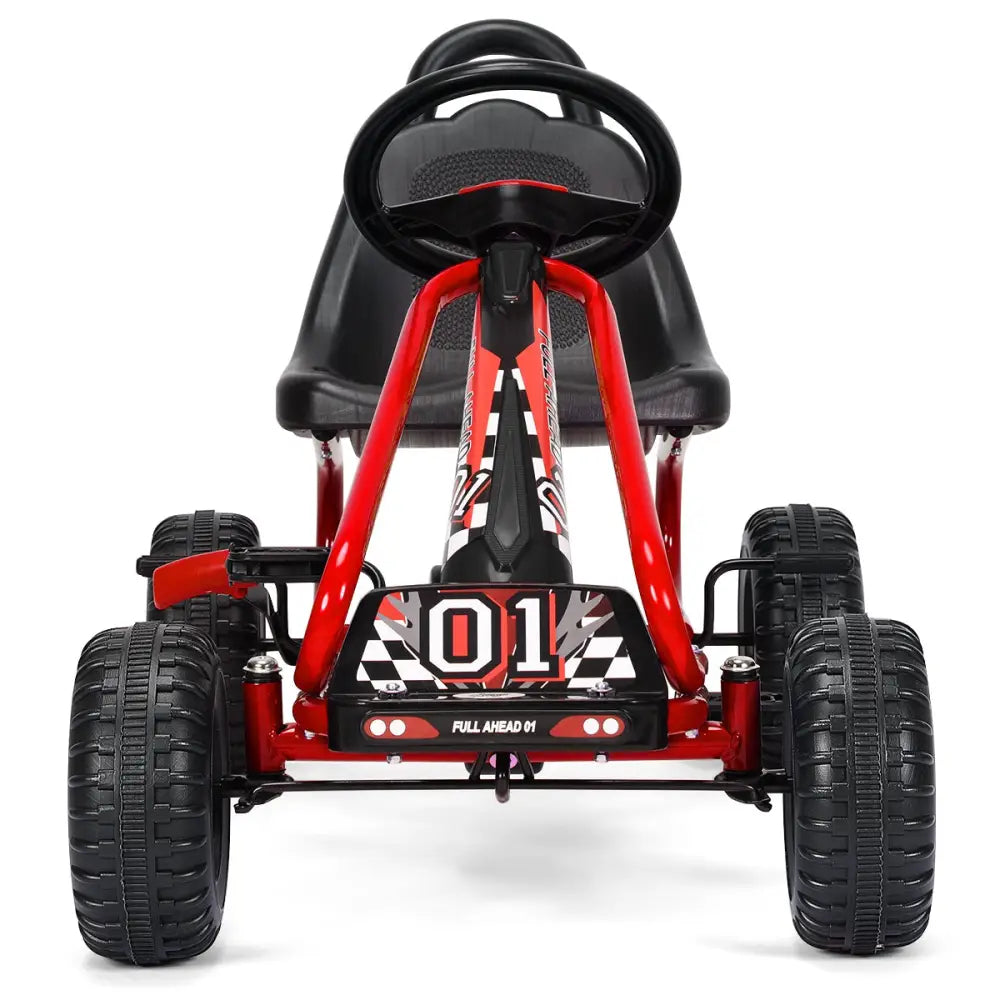 4 Wheel Pedal Powered Ride On with Adjustable Seat-Red - Red - Push & Pedal Ride On Toys