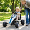4-Wheel Ride On Toy Pedal Go Kart for Kids with Steering Wheel and Safe Handbrake-White - White - Push & Pedal Ride
