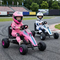 4-Wheel Ride On Toy Pedal Go Kart for Kids with Steering Wheel and Safe Handbrake-Pink - Pink - Push & Pedal Ride