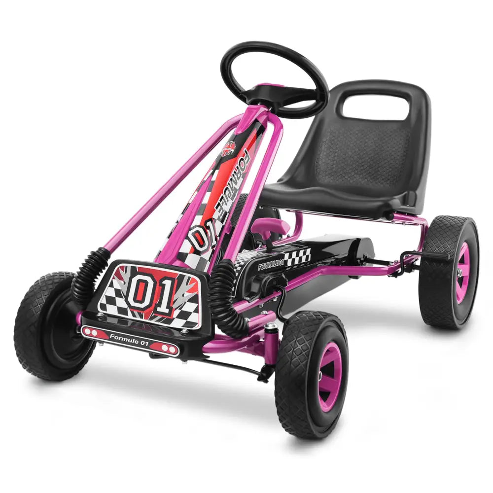 4 Wheels Kids Ride On Pedal Powered Bike Go Kart Racer Car Outdoor Play Toy-Pink - Pink - Push & Pedal Ride On Toys