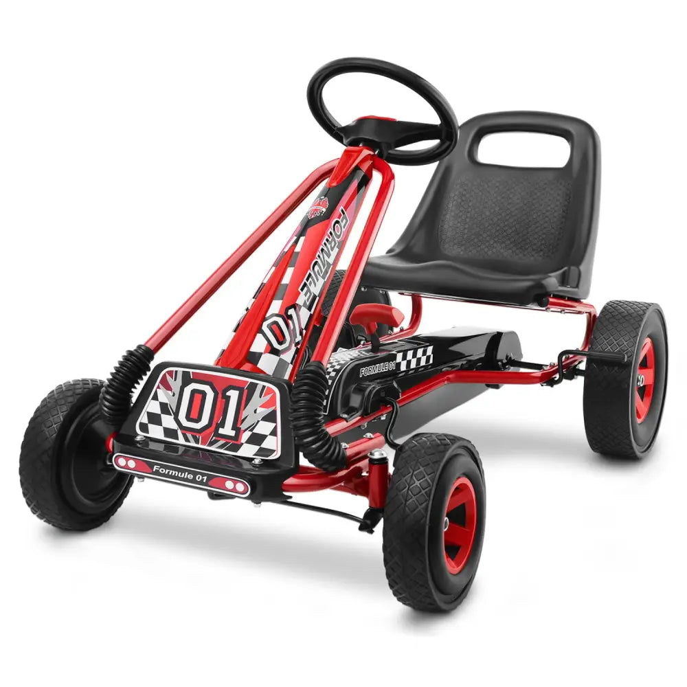 4 Wheels Kids Ride On Pedal Powered Bike Go Kart Racer Car Outdoor Play Toy-Red - Red - Push & Pedal Ride On Toys