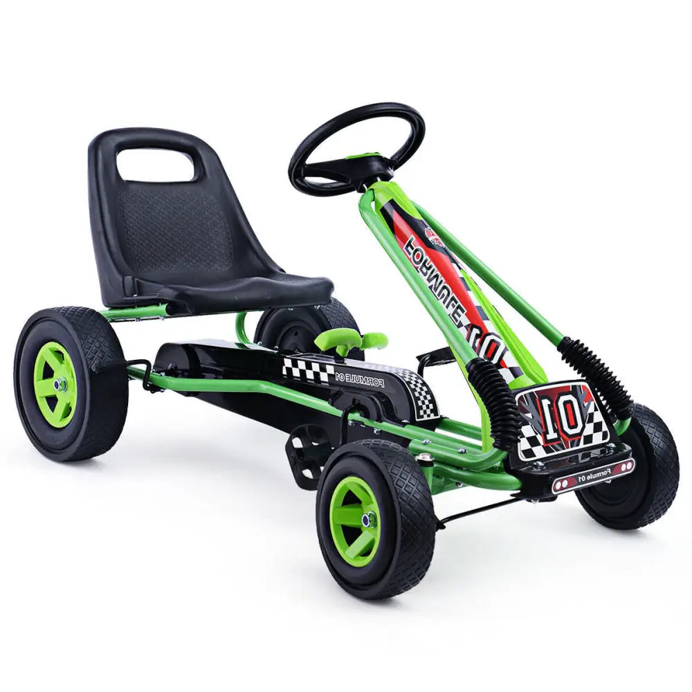 4 Wheels Kids Ride On Pedal Powered Bike Go Kart Racer Car Outdoor Play Toy-Green - Green - Push & Pedal Ride On Toys