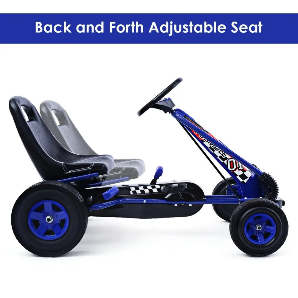 4 Wheels Kids Ride On Pedal Powered Bike Go Kart Racer Car Outdoor Play Toy-Blue - Blue - Push & Pedal Ride On Toys