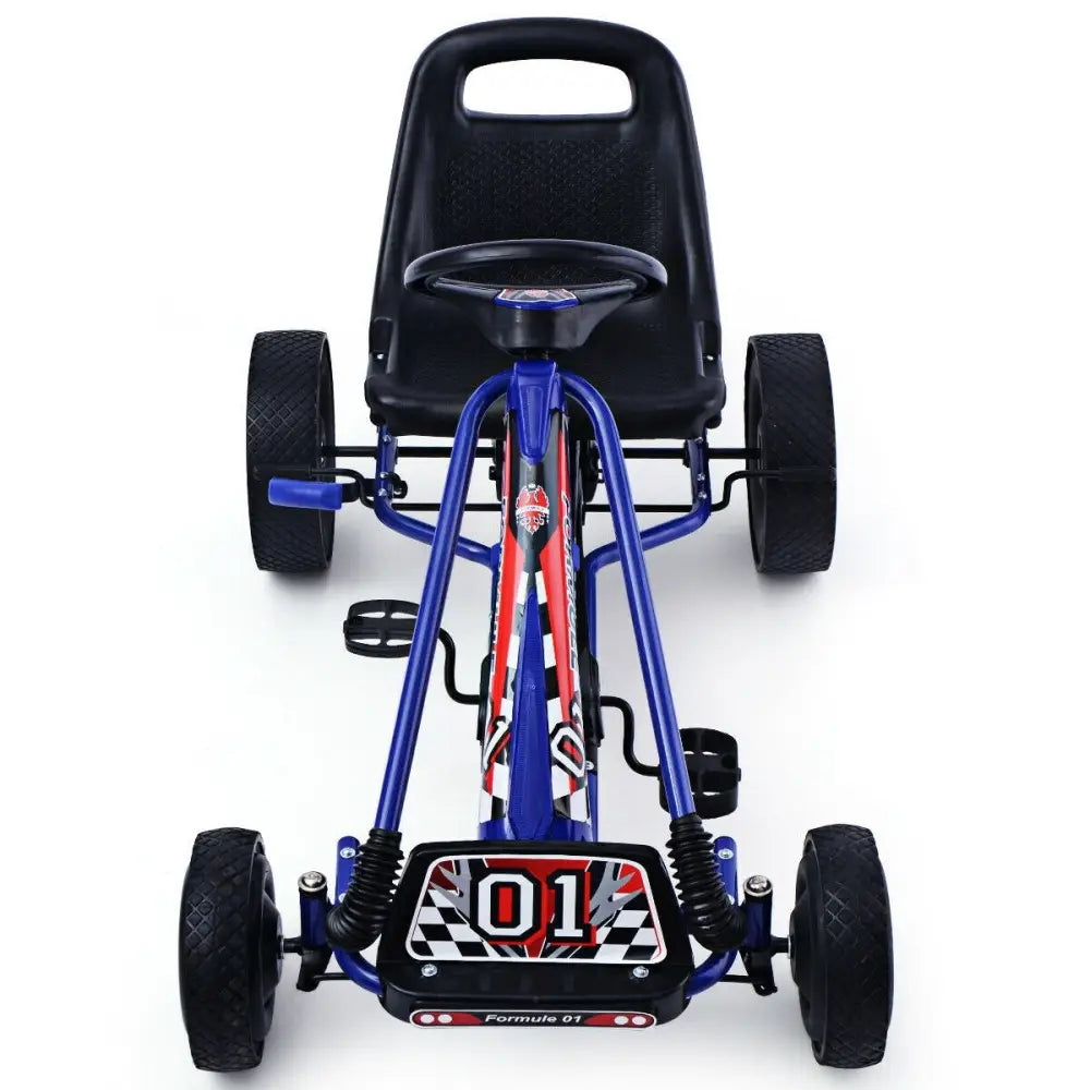 4 Wheels Kids Ride On Pedal Powered Bike Go Kart Racer Car Outdoor Play Toy-Blue - Blue - Push & Pedal Ride On Toys