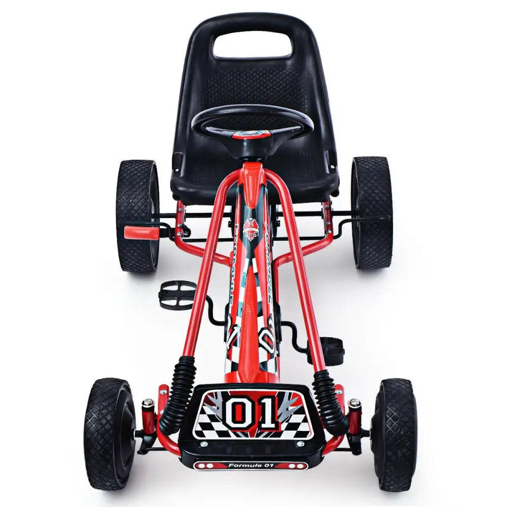 4 Wheels Kids Ride On Pedal Powered Bike Go Kart Racer Car Outdoor Play Toy-Red - Red - Push & Pedal Ride On Toys