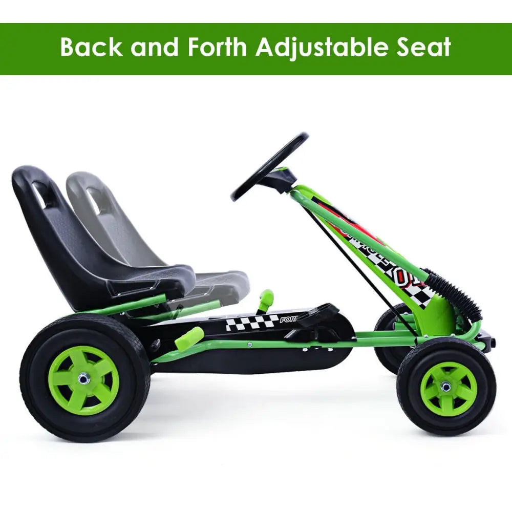 4 Wheels Kids Ride On Pedal Powered Bike Go Kart Racer Car Outdoor Play Toy-Green - Green - Push & Pedal Ride On Toys