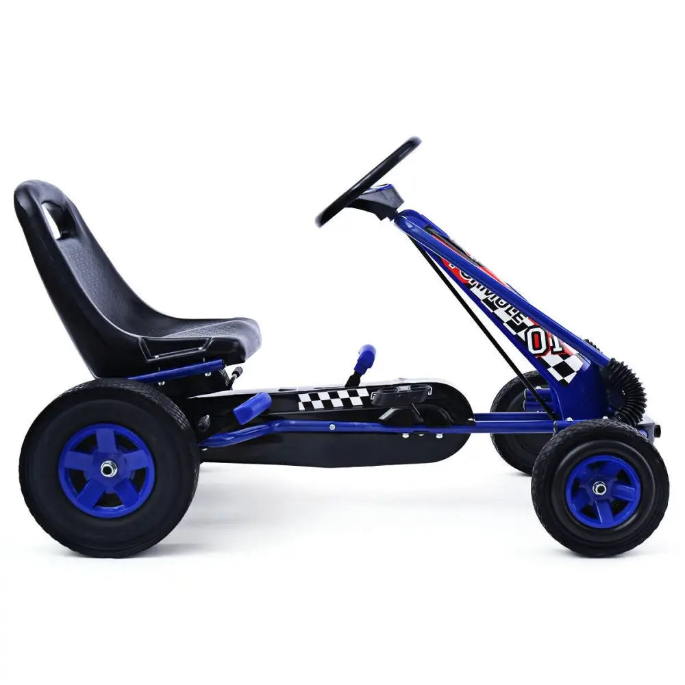 4 Wheels Kids Ride On Pedal Powered Bike Go Kart Racer Car Outdoor Play Toy-Blue - Blue - Push & Pedal Ride On Toys