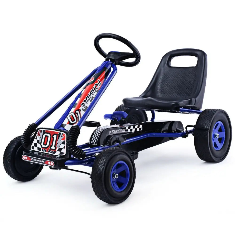 4 Wheels Kids Ride On Pedal Powered Bike Go Kart Racer Car Outdoor Play Toy-Blue - Blue - Push & Pedal Ride On Toys