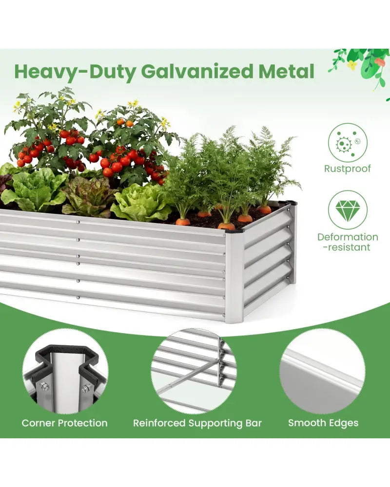 4 x 2 x 3 Feet Small Galvanized Raised Garden Bed with Greenhouse Cover-Silver - Silver - Raised Garden Beds
