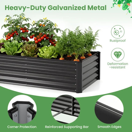 4 x 2 x 3 Feet Small Galvanized Raised Garden Bed with Greenhouse Cover-Black - Black - Raised Garden Beds