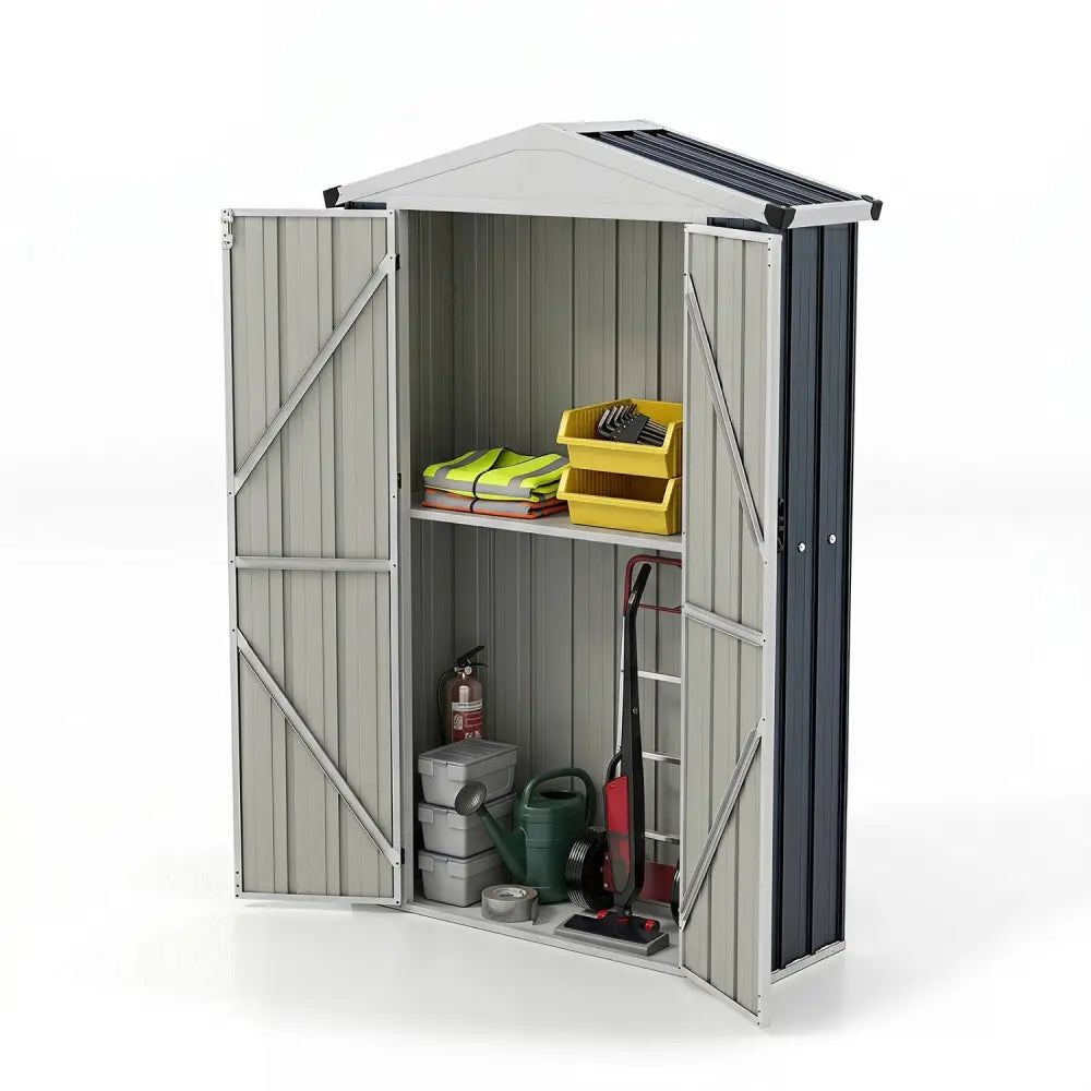 4 x 2 x 6 FT Outdoor Storage Shed with Sloping Roof and Lockable Door-Gray - Gray - Sheds & Outdoor Storage