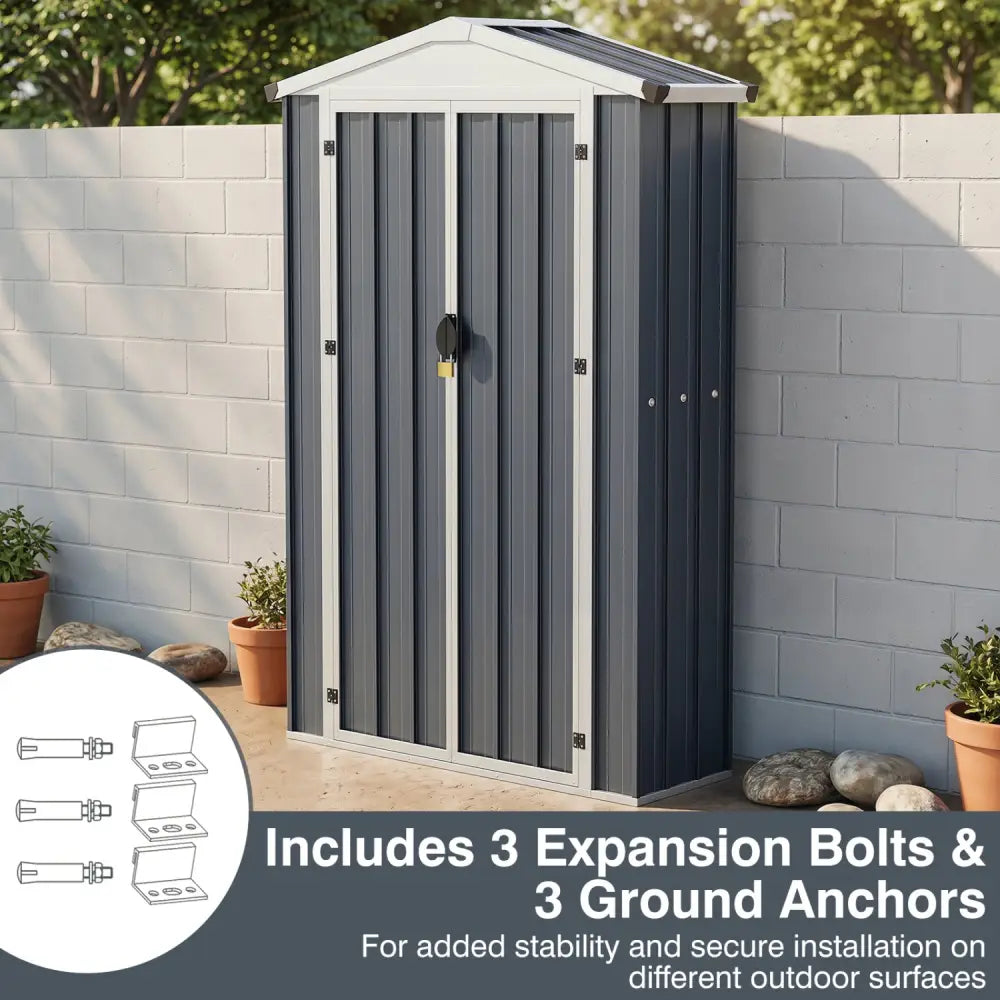 4 x 2 x 6 FT Outdoor Storage Shed with Sloping Roof and Lockable Door-Gray - Gray - Sheds & Outdoor Storage