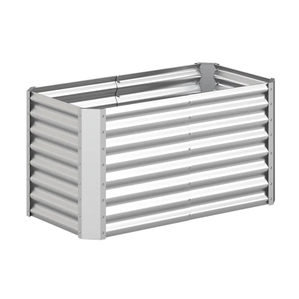 4 x 2 x 2 FT Galvanized Raised Garden Bed Rectangular Galvanized Metal Planter Box-Silver - Silver - Raised Garden Beds