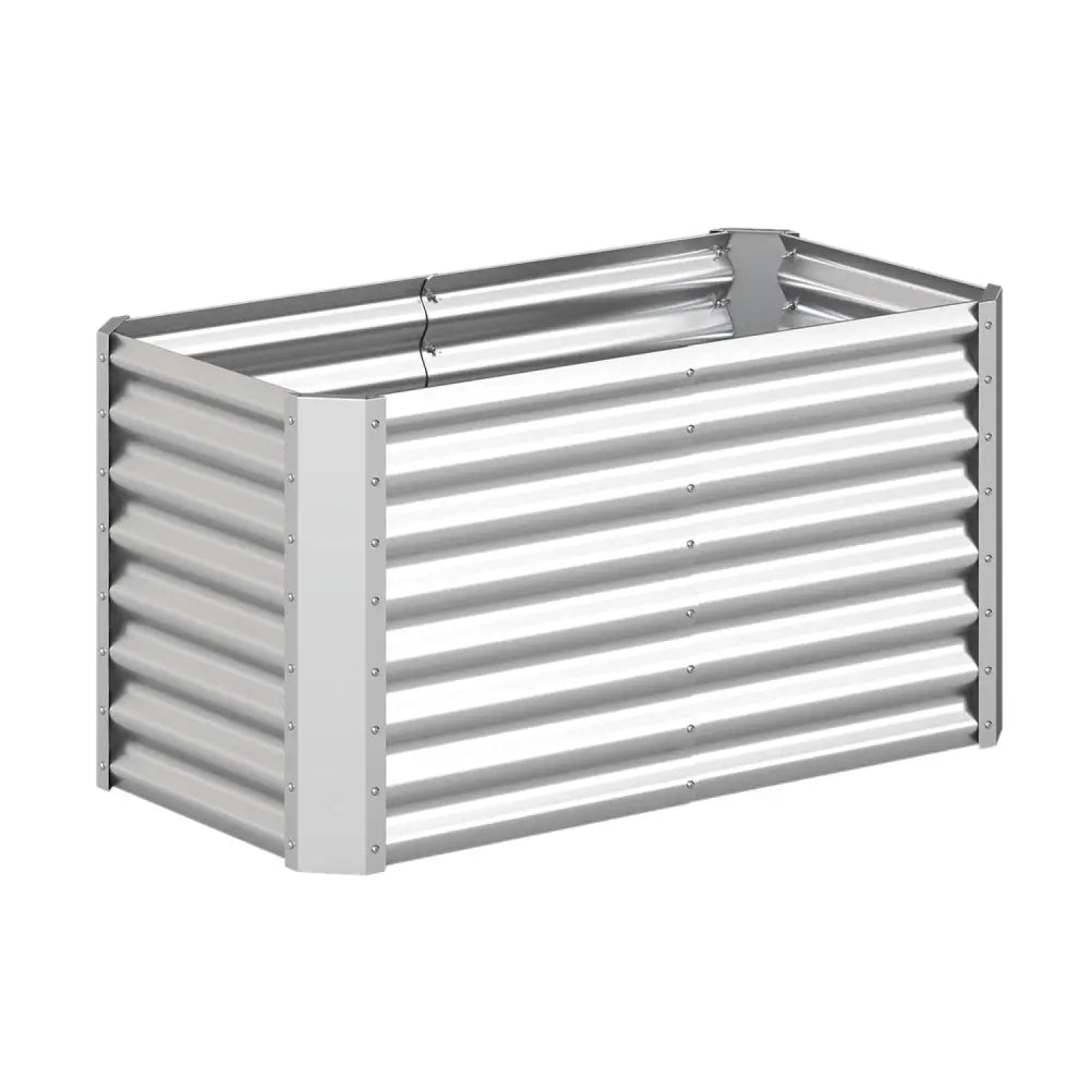 4 x 2 x 2 FT Galvanized Raised Garden Bed Rectangular Galvanized Metal Planter Box-Silver - Silver - Raised Garden Beds