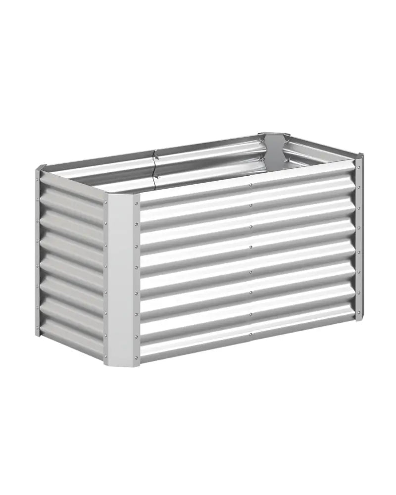 4 x 2 x 2 FT Galvanized Raised Garden Bed Rectangular Galvanized Metal Planter Box-Silver - Silver - Raised Garden Beds