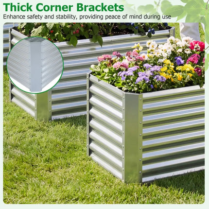 4 x 2 x 2 FT Galvanized Raised Garden Bed Rectangular Galvanized Metal Planter Box-Silver - Silver - Raised Garden Beds