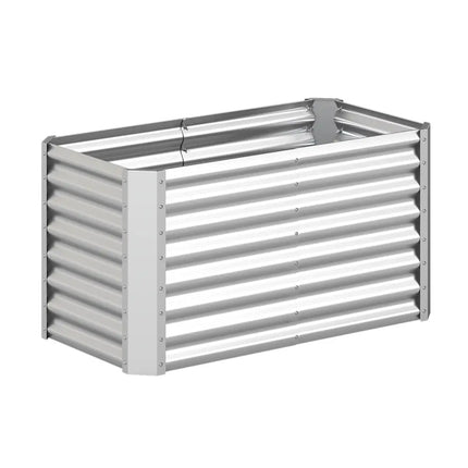 4 x 2 x 2 FT Galvanized Raised Garden Bed Rectangular Galvanized Metal Planter Box-Silver - Silver - Raised Garden Beds