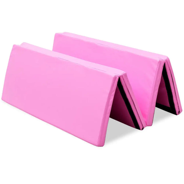 4’ x 6’ x 2’’ PU Thick Folding Panel Exercise Gymnastics Mat-Pink - Pink - Yoga & Gym Mats