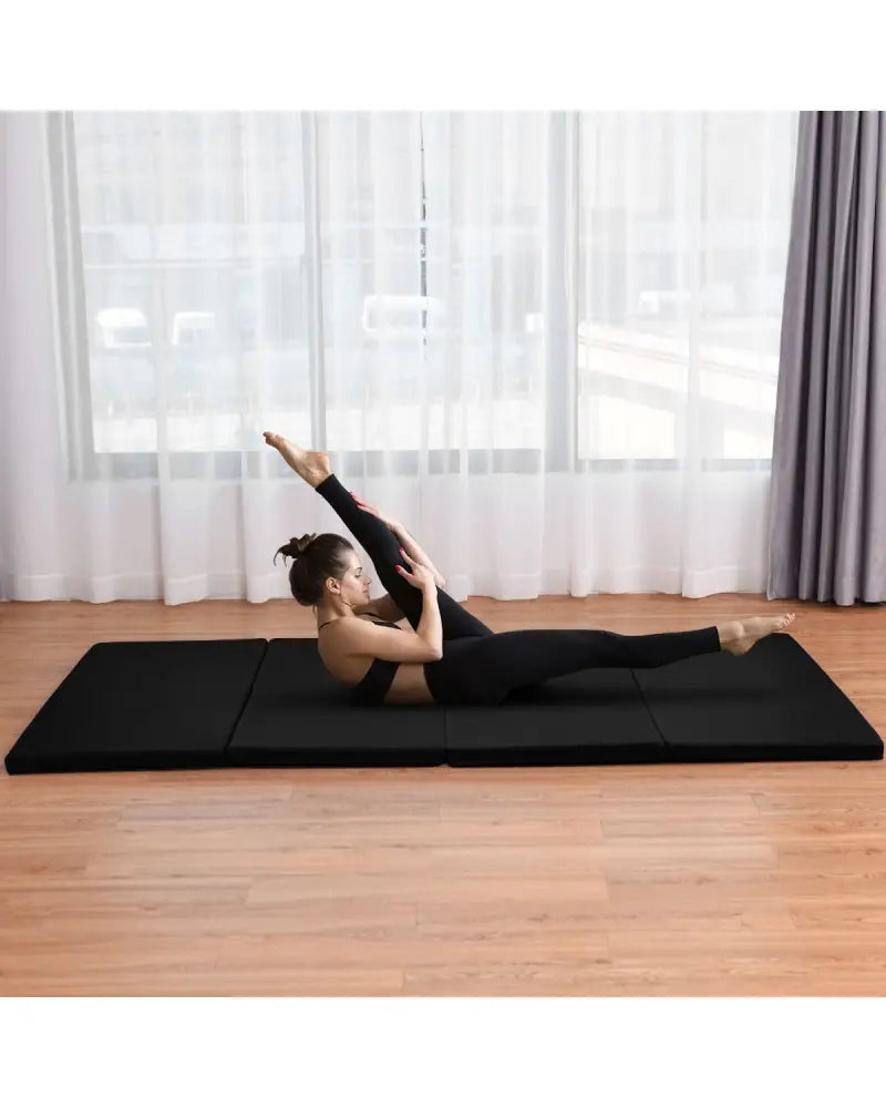 4’ x 8’ x 2 Inch Folding Panel Exercise Gymnastics Mat-Black - Black - Yoga & Gym Mats