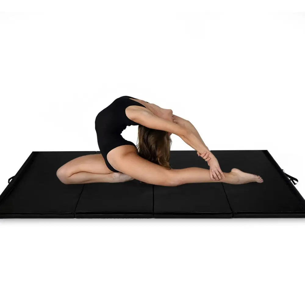4’ x 8’ x 2 Inch Folding Panel Exercise Gymnastics Mat-Black - Black - Yoga & Gym Mats