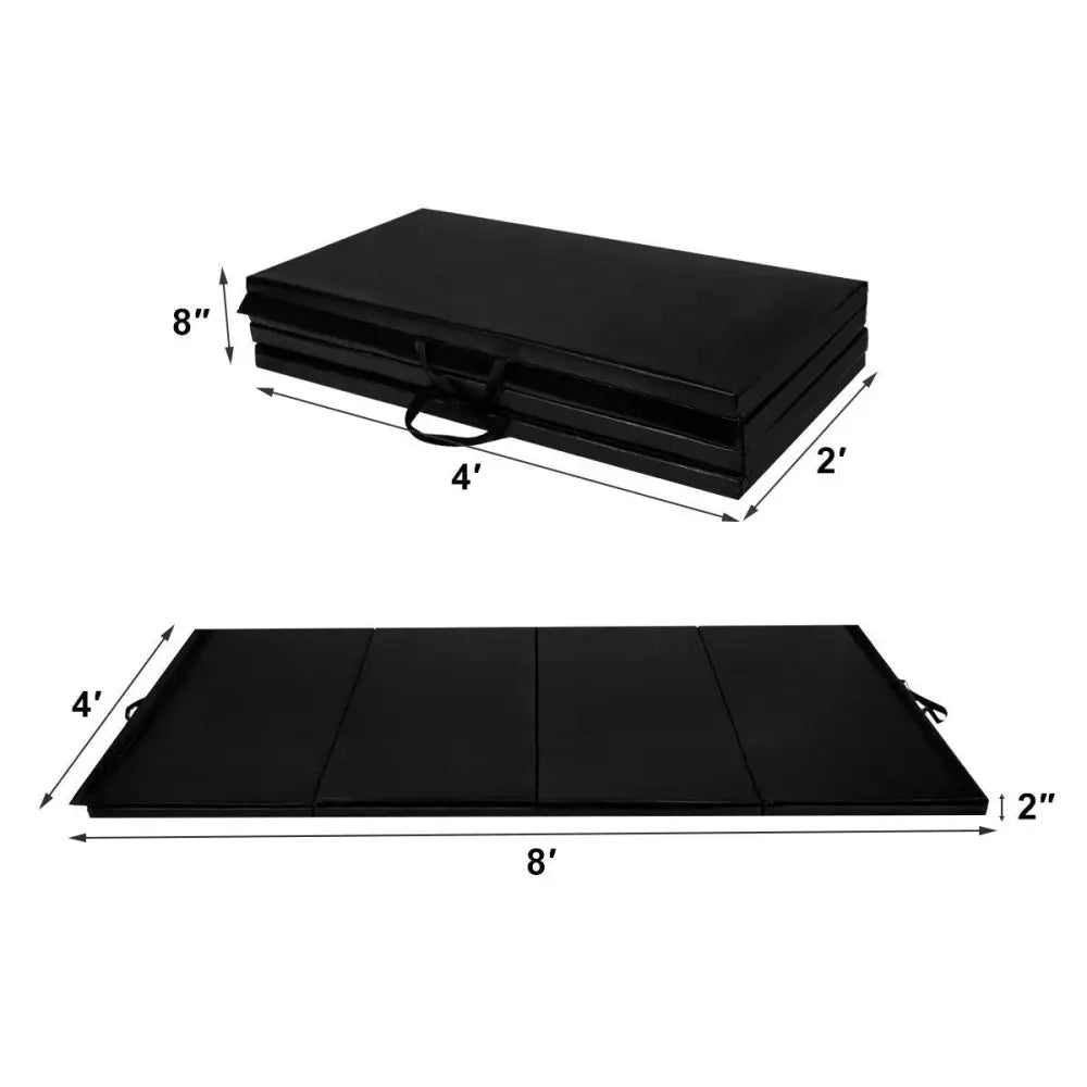 4’ x 8’ x 2 Inch Folding Panel Exercise Gymnastics Mat-Black - Black - Yoga & Gym Mats