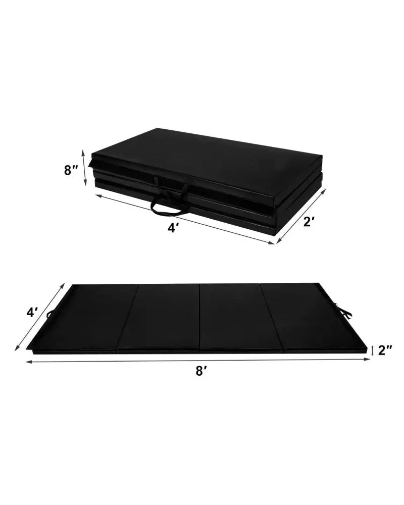 4’ x 8’ x 2 Inch Folding Panel Exercise Gymnastics Mat-Black - Black - Yoga & Gym Mats