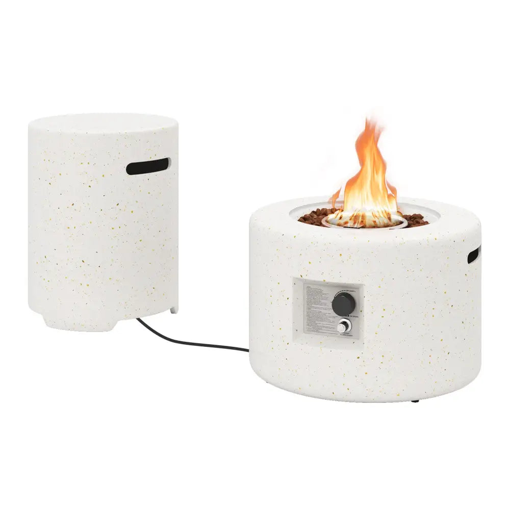 40 000 BTU Fire Pit Table Set with Hideaway Tank Holder - White - Fire Pit Tables