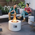 40 000 BTU Fire Pit Table Set with Hideaway Tank Holder - White - Fire Pit Tables
