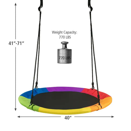 40 Inch 770 lbs Flying Saucer Tree Swing Kids Gift with 2 Tree Hanging Straps-Multicolor - Multicolor - Swing & Playsets