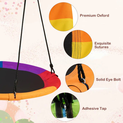 40 Inch 770 lbs Flying Saucer Tree Swing Kids Gift with 2 Tree Hanging Straps-Multicolor - Multicolor - Swing & Playsets