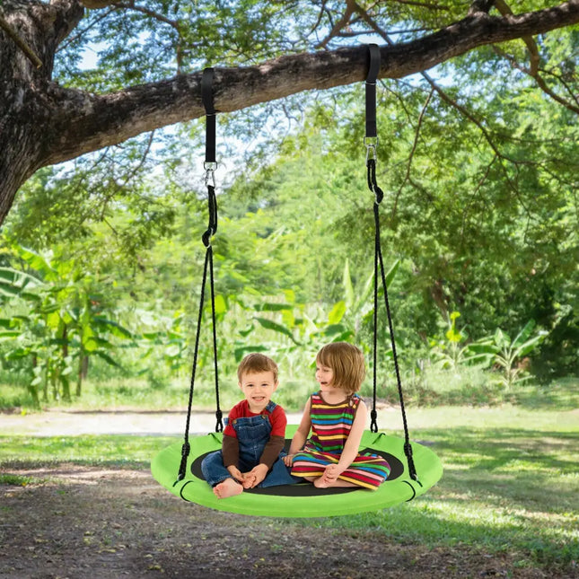 40 Inch 770 lbs Flying Saucer Tree Swing Kids Gift with 2 Tree Hanging Straps-Green - Green - Swing & Playsets