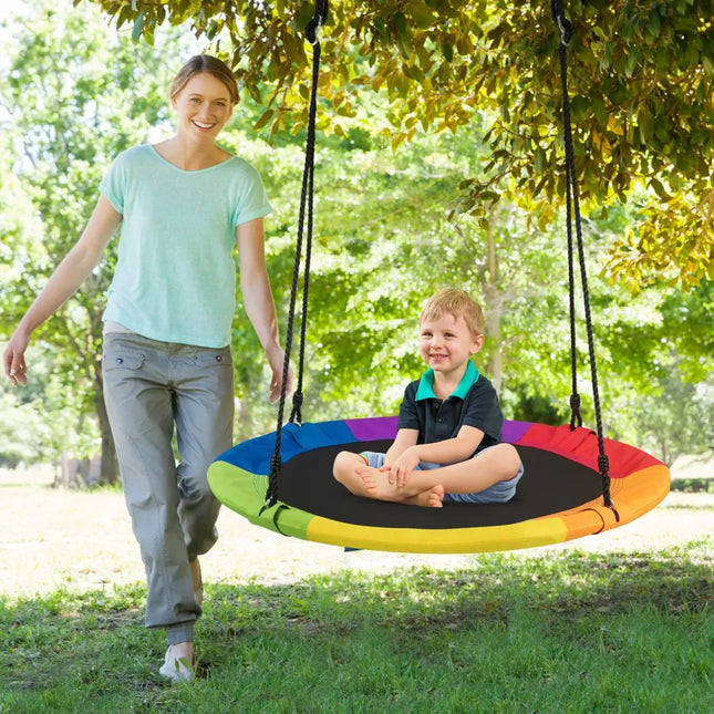 40 Inch 770 lbs Flying Saucer Tree Swing Kids Gift with 2 Tree Hanging Straps-Multicolor - Multicolor - Swing & Playsets