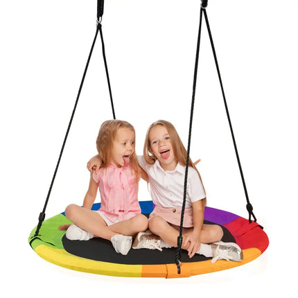 40 Inch 770 lbs Flying Saucer Tree Swing Kids Gift with 2 Tree Hanging Straps-Multicolor - Multicolor - Swing & Playsets