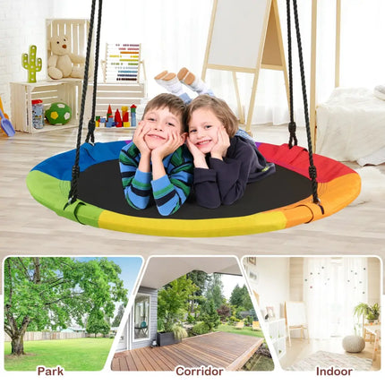 40 Inch 770 lbs Flying Saucer Tree Swing Kids Gift with 2 Tree Hanging Straps-Multicolor - Multicolor - Swing & Playsets
