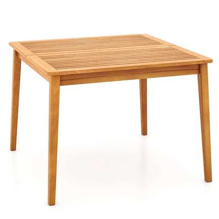 40 Inch Acacia Wood Dining Square Bistro Table with 1.96 Inch Umbrella Hole - Natural - Patio Dining Tables