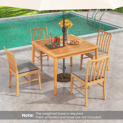40 Inch Acacia Wood Dining Square Bistro Table with 1.96 Inch Umbrella Hole - Natural - Patio Dining Tables