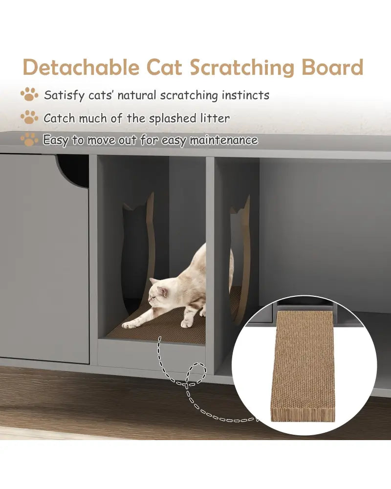40 Inch Cat Litter Box Enclosure for 2 Cats Hidden Cat Washroom-Gray - Gray - Cat Houses