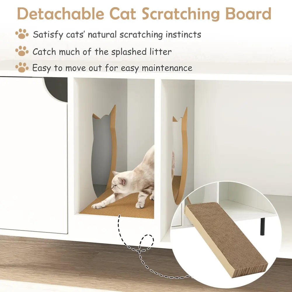 40 Inch Cat Litter Box Enclosure for 2 Cats Hidden Cat Washroom-White - White - Cat Houses