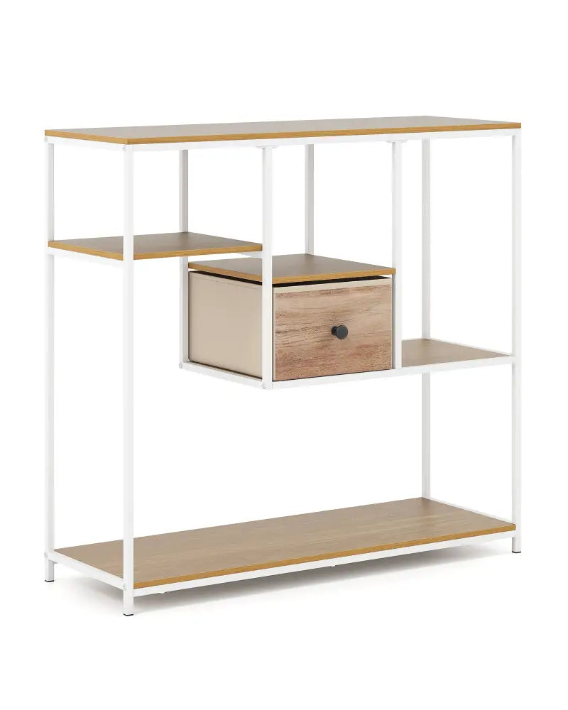 40 Inch Console Table Behind Sofa Couch with Storage-Natural - Natural - Console Tables