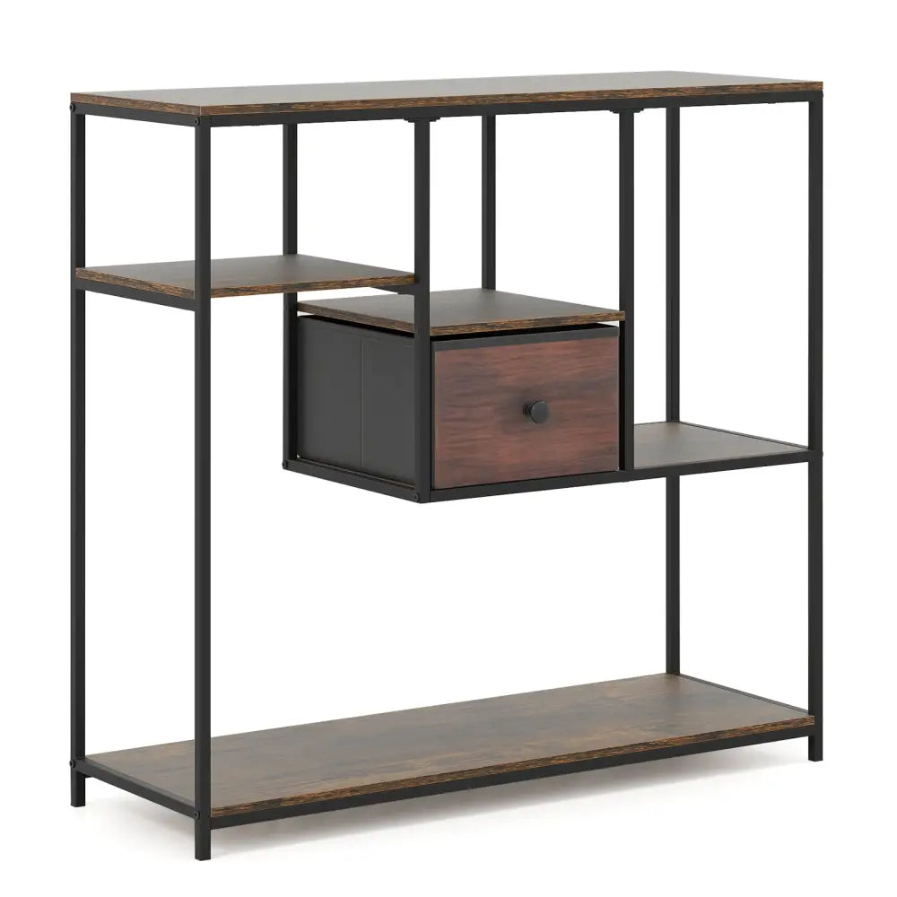 40 Inch Console Table Behind Sofa Couch with Storage-Rustic Brown - Rustic Brown - Console Tables
