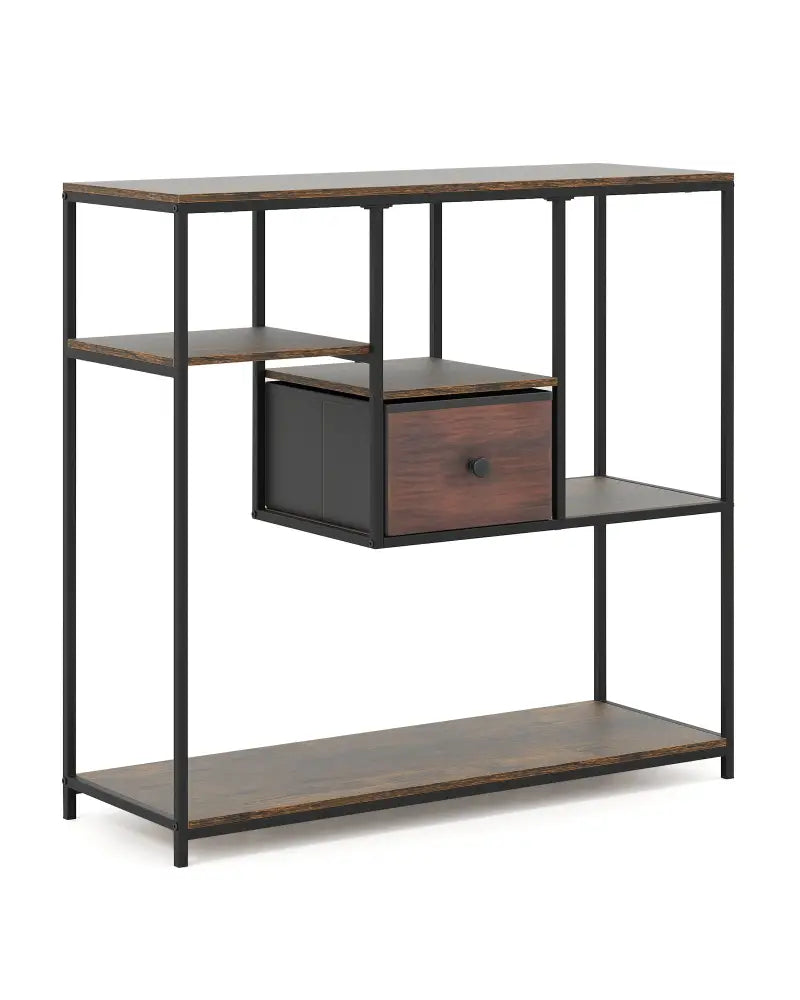 40 Inch Console Table Behind Sofa Couch with Storage-Rustic Brown - Rustic Brown - Console Tables