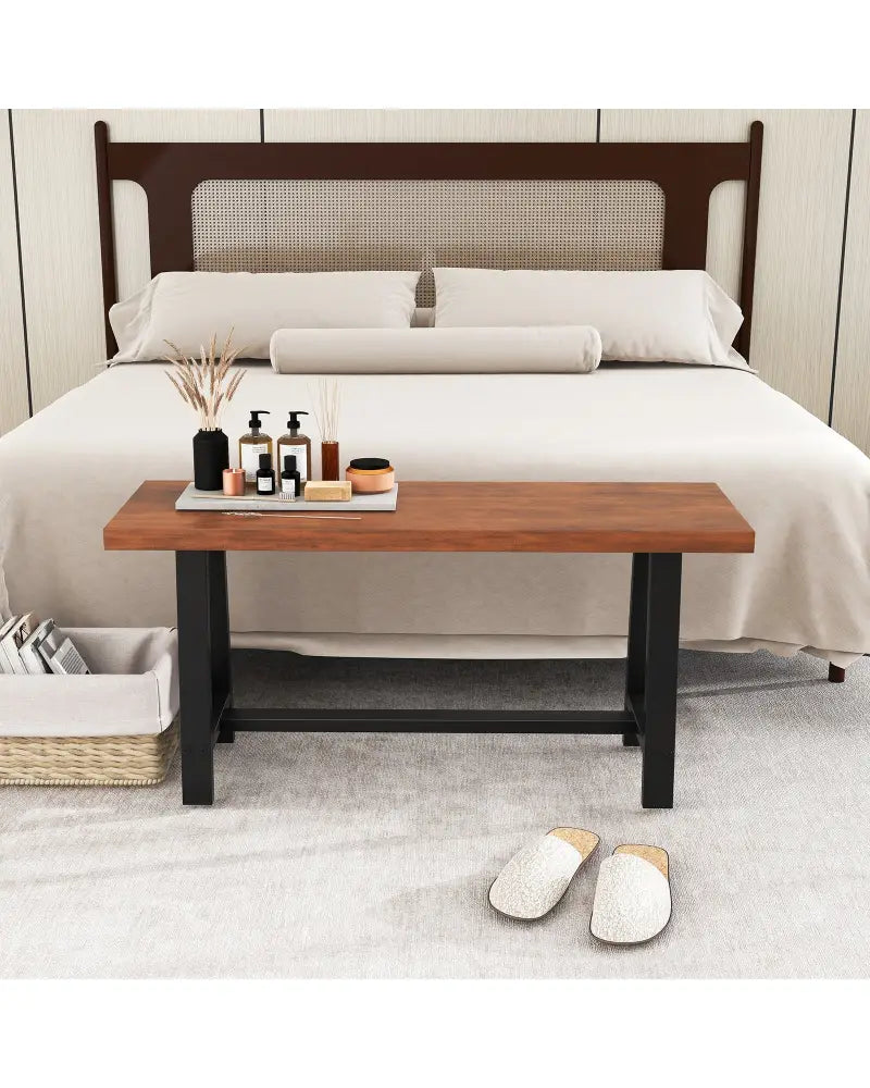 40 Inch Dining Bench 2 Person Entryway Shoe Bench with Metal Frame-40 inches - Shoe Racks & Storage Benches
