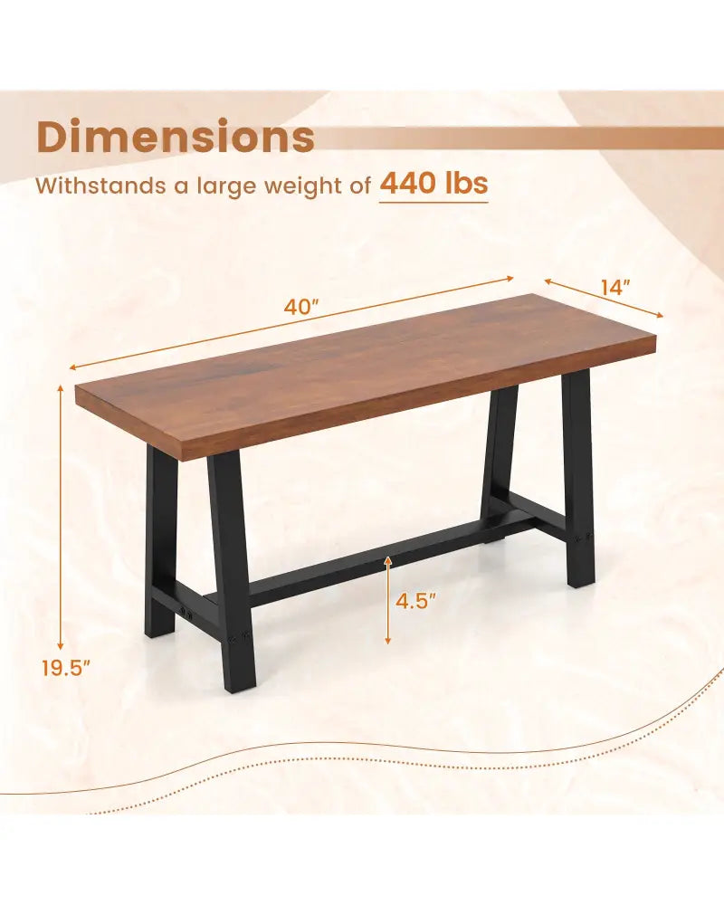 40 Inch Dining Bench 2 Person Entryway Shoe Bench with Metal Frame-40 inches - Shoe Racks & Storage Benches