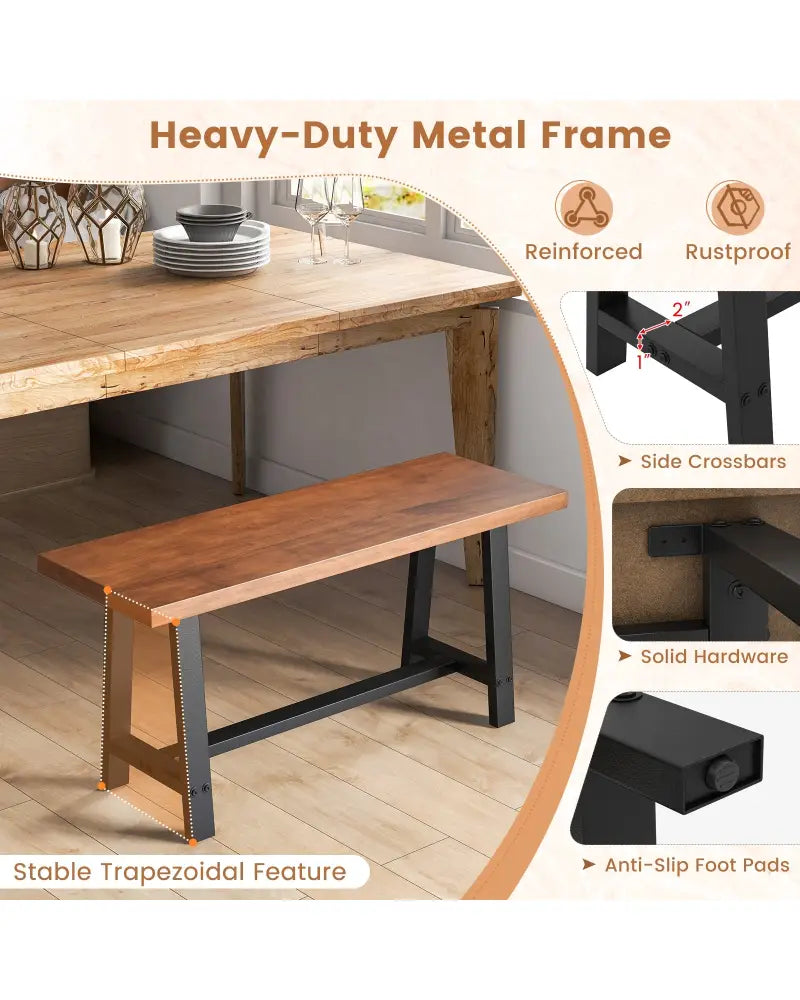 40 Inch Dining Bench 2 Person Entryway Shoe Bench with Metal Frame-40 inches - Shoe Racks & Storage Benches