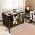 40 Inch Dog Crate Furniture Dog Kennel with Dual Lockable Double Doors-Rustic Brown - Rustic Brown - Dog Kennels